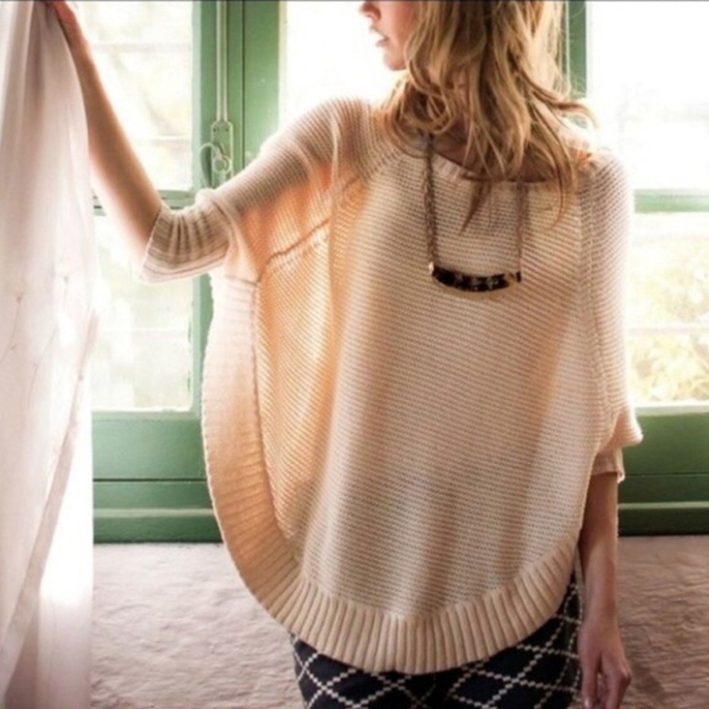 Anthropologie sweeping stitches poncho sweater
